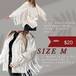 Saints & Hearts off-white Denim Fringe Jacket